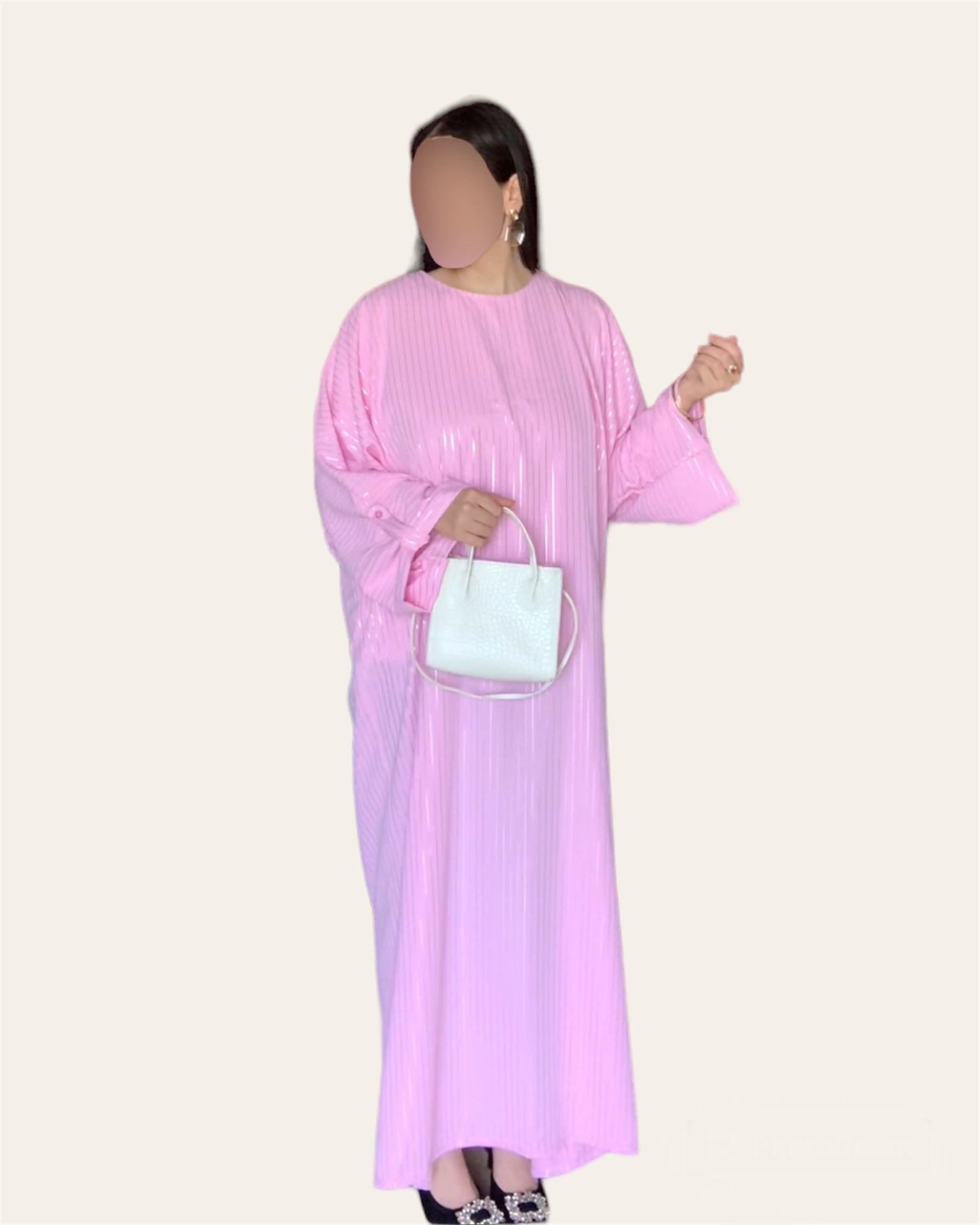 Abaya rose pailletée