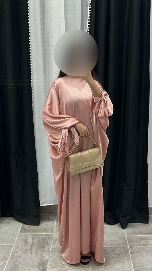 Abaya satinée rose