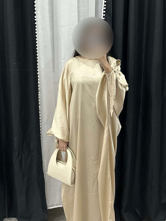 Abaya satinée beige